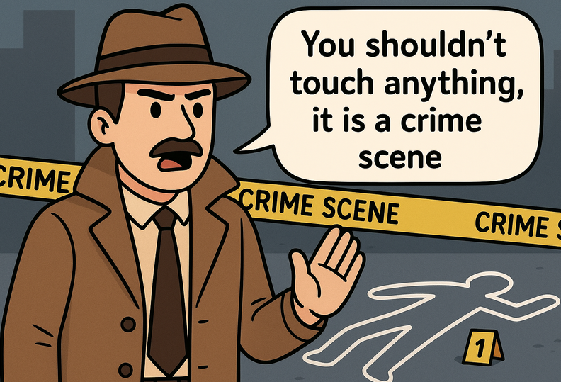 you shouldn't touch anything, it is a crime scene