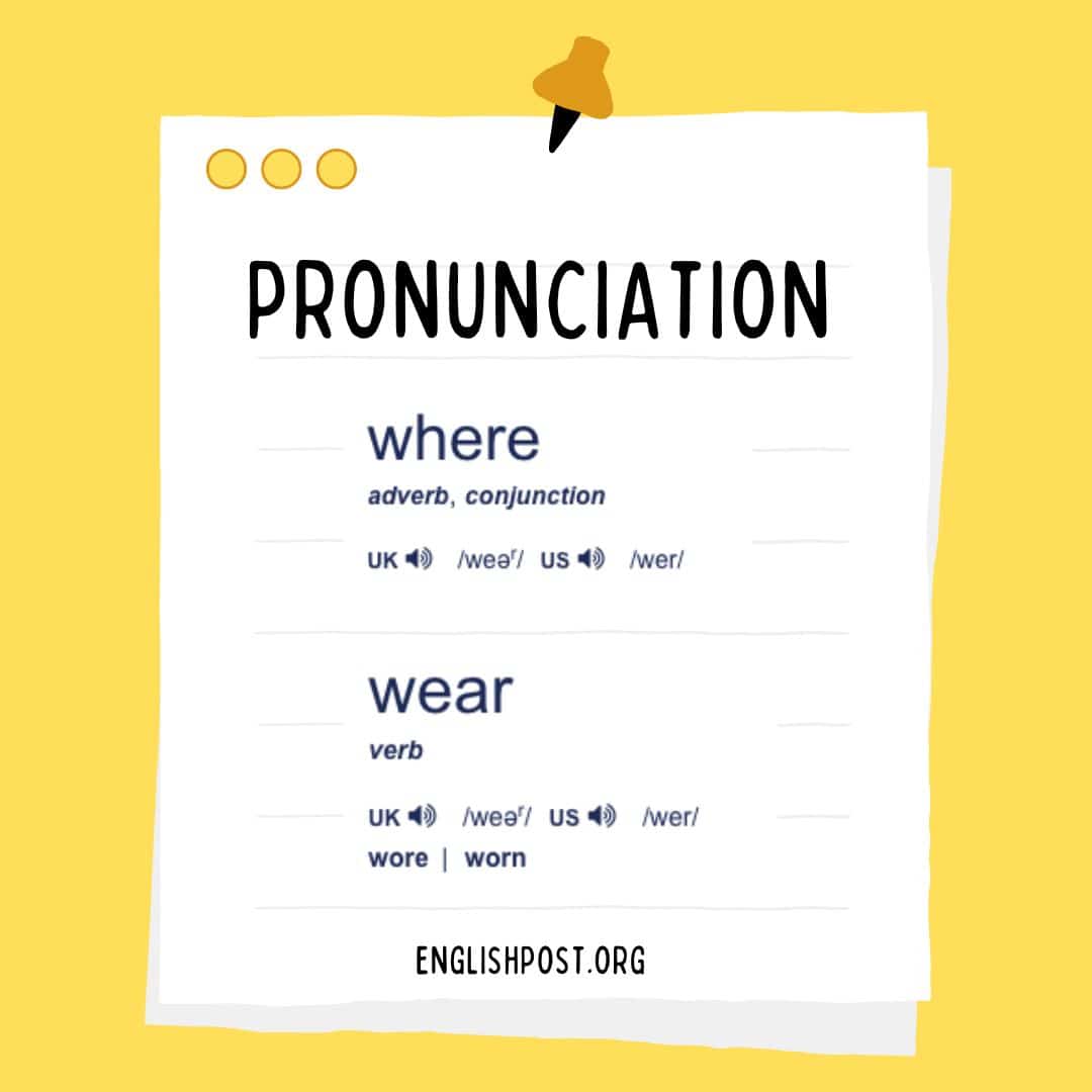 Wear se pronuncia exactamente igual que Where.